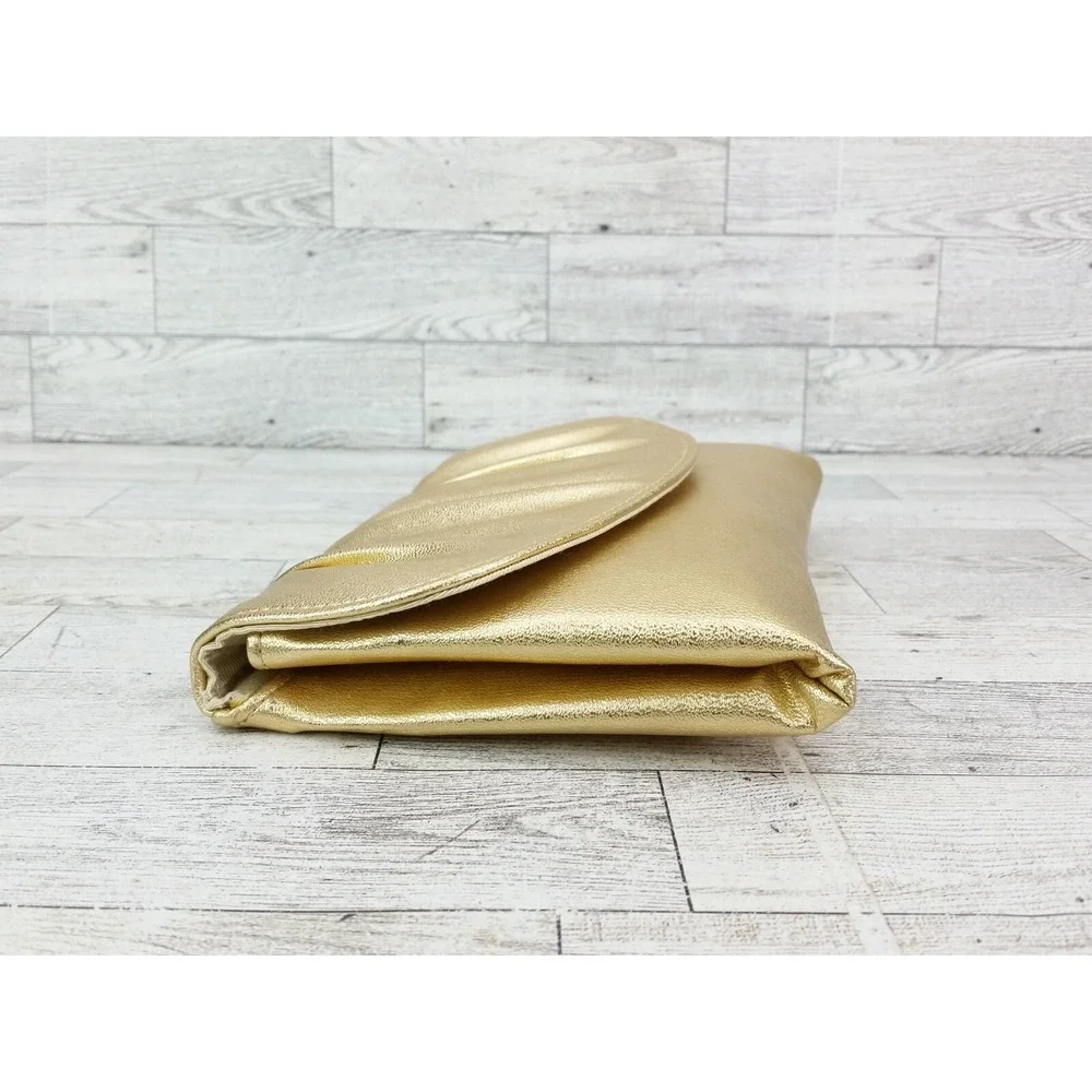 Vintage Gold Clutch Folded Snap Closure Envelope Clutch Bag MCM Metallic Shimmer